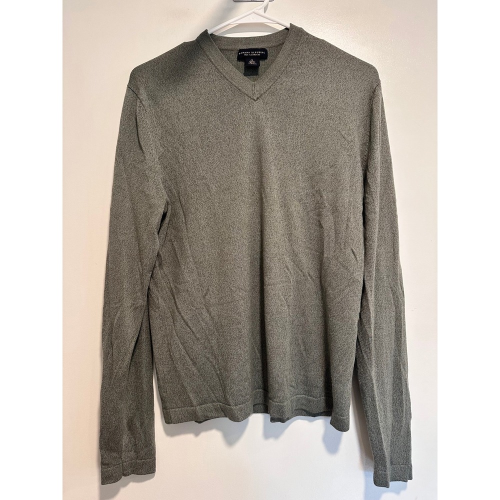 Banana Republic Quiet Luxury V-Neck Sweater Sz:S Green Classic Silk Cashmere